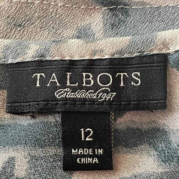 Talbots Teal Cream Gray Watercolor Marbled Print Cami Tank Sz 12 Layering Piece - Picture 6 of 7